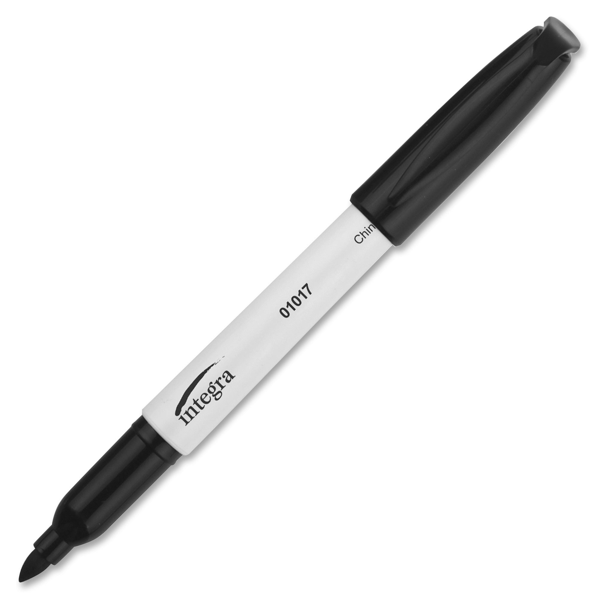 Integra Bullet Tip Dry-erase Whiteboard Markers - Bullet Marker Point Style - Black Alcohol Based Ink - Black Barrel - Fiber Tip - 1 Dozen - 