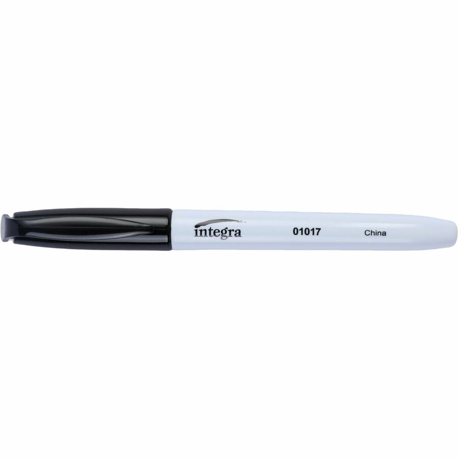 Integra Bullet Tip Dry-erase Whiteboard Markers - Bullet Marker Point Style - Black Alcohol Based Ink - Black Barrel - Fiber Tip - 1 Dozen