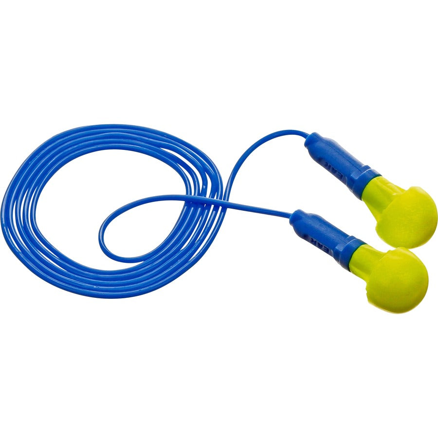E-A-R Push-Ins Corded Earplugs - Noise Protection - Foam, Polyurethane - Yellow - Corded, Comfortable, Disposable - 200 / Box