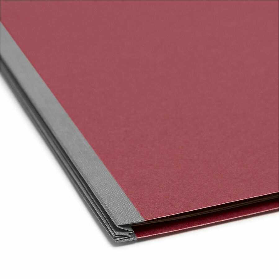 Recycled Pressboard Classification Folders, 2" Expansion, 2 Dividers, 6 Fasteners, Letter Size, Bright Red, 10/Box