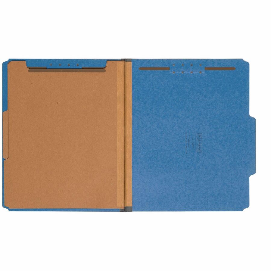 Recycled Pressboard Classification Folders, 2" Expansion, 2 Dividers, 6 Fasteners, Letter Size, Dark Blue, 10/Box
