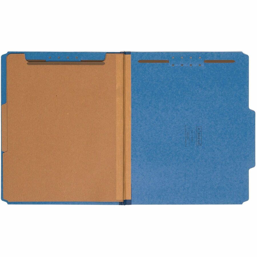 Recycled Pressboard Classification Folders, 2" Expansion, 2 Dividers, 6 Fasteners, Letter Size, Dark Blue, 10/Box