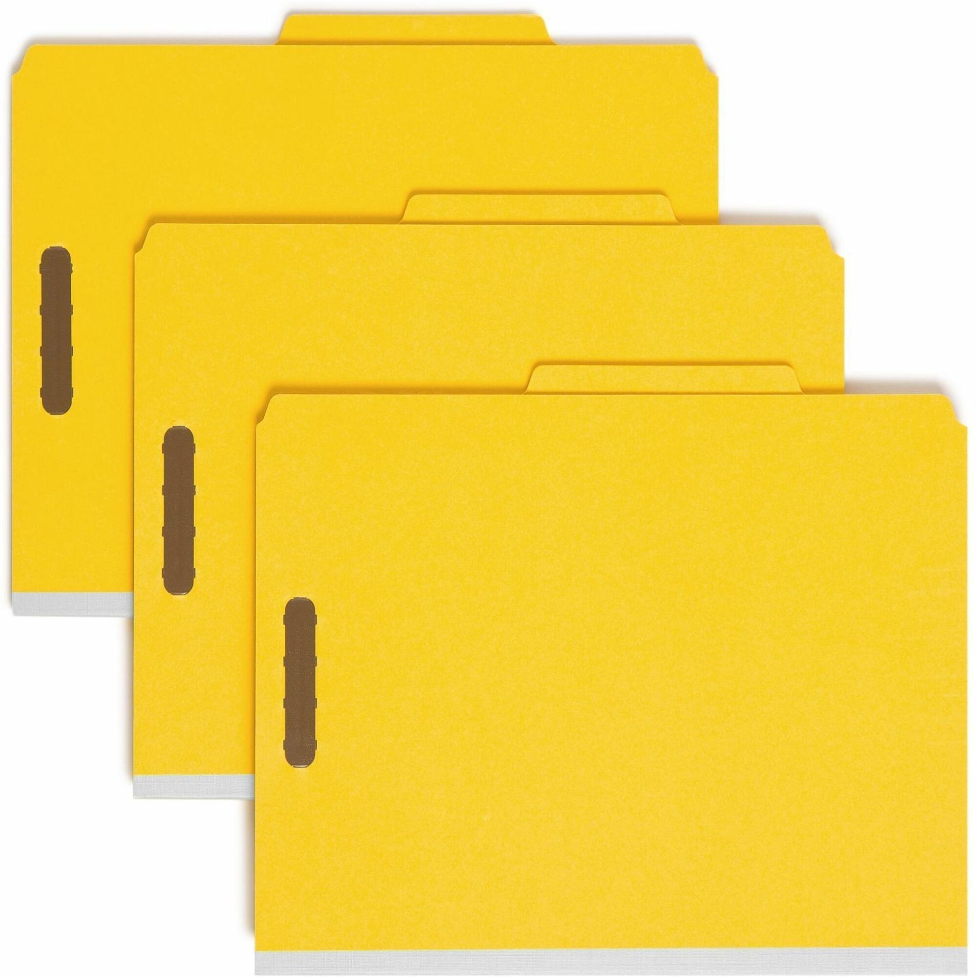 Recycled Pressboard Classification Folders, 2" Expansion, 2 Dividers, 6 Fasteners, Letter Size, Yellow Exterior, 10/Box