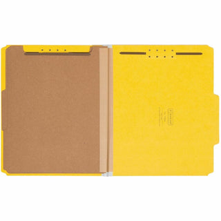 Recycled Pressboard Classification Folders, 2" Expansion, 2 Dividers, 6 Fasteners, Letter Size, Yellow Exterior, 10/Box