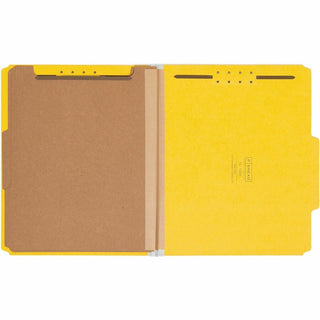 Recycled Pressboard Classification Folders, 2" Expansion, 2 Dividers, 6 Fasteners, Letter Size, Yellow Exterior, 10/Box
