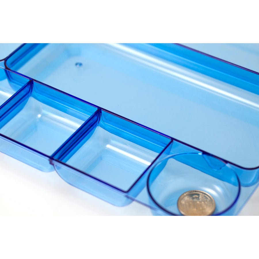 Officemate Blue Glacier Drawer Tray - 9 Compartment(s) - 1.1" Height x 14" Width x 9" DepthDesktop - Transparent Blue - 1 Each - 