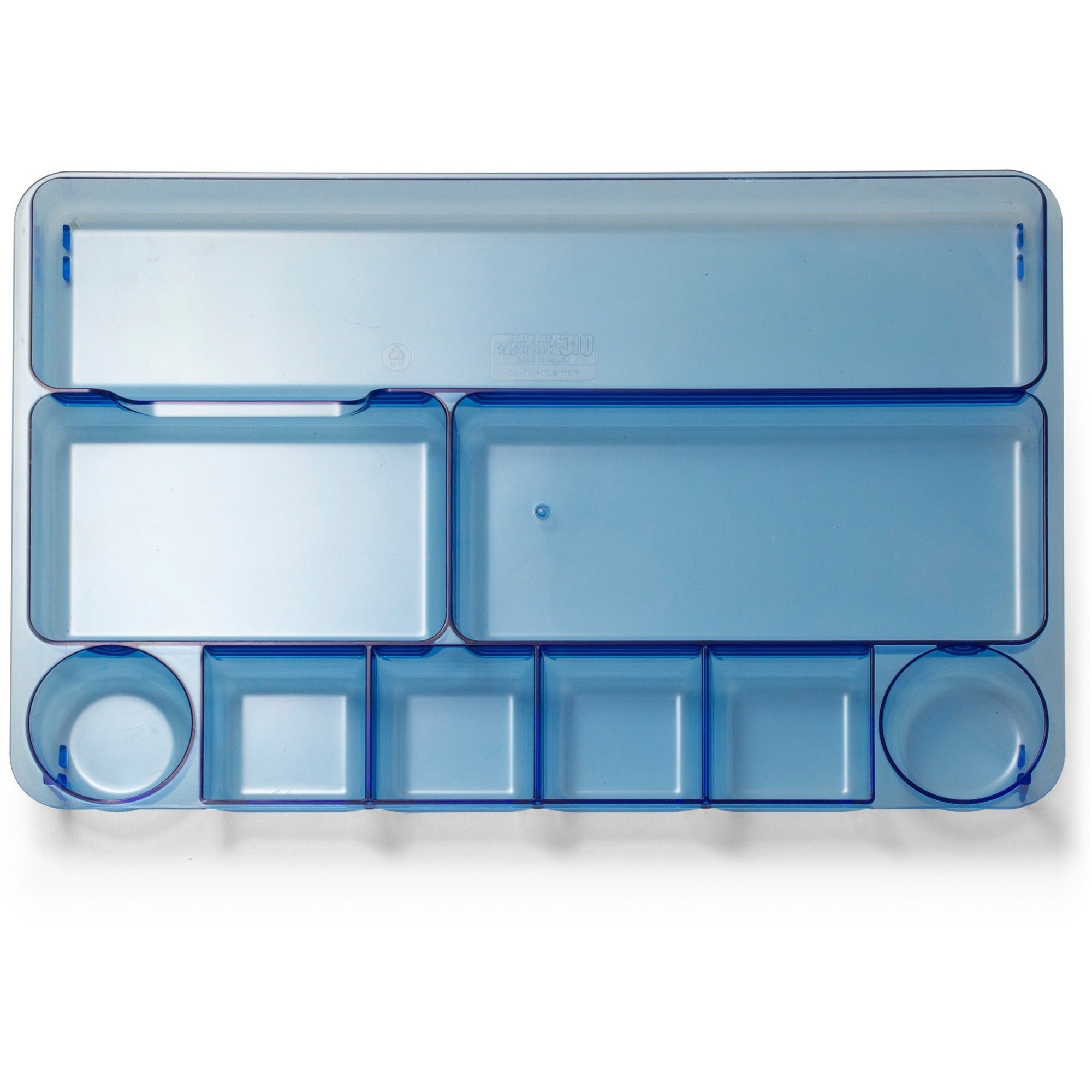 Officemate Blue Glacier Drawer Tray - 9 Compartment(s) - 1.1" Height x 14" Width x 9" DepthDesktop - Transparent Blue - 1 Each - 