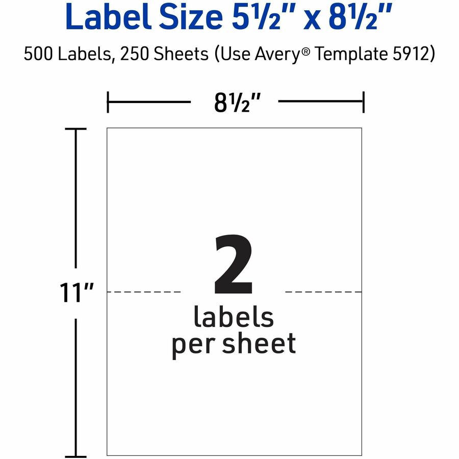 Shipping Labels w/ TrueBlock Technology, Laser Printers, 5.5 x 8.5, White, 2/Sheet, 250 Sheets/Box