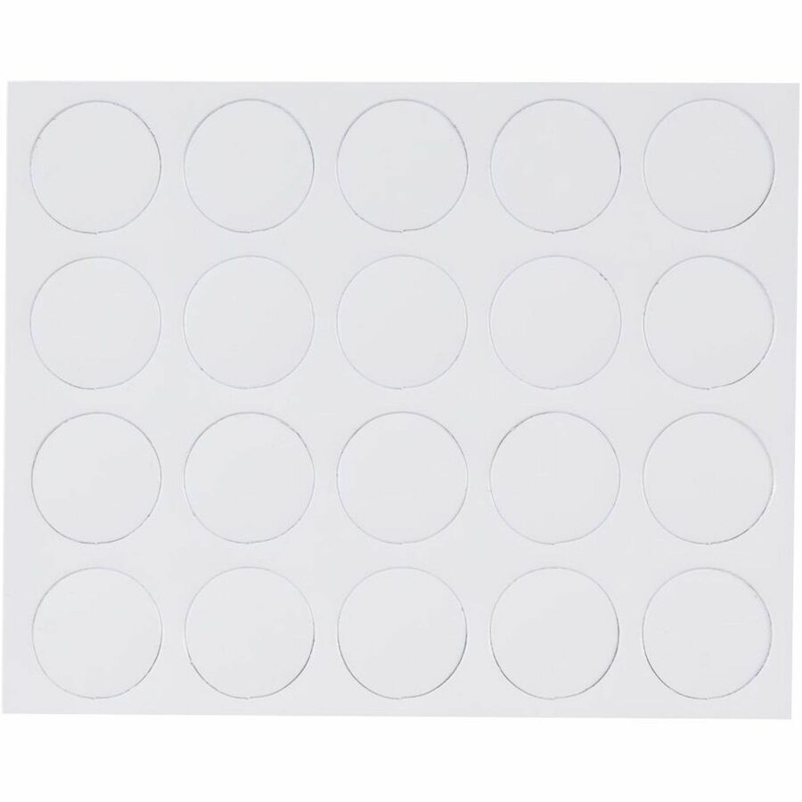 MasterVision Magnetic Color Coding Dots - - Height3/4" Diameter - Round - White - Vinyl - 20 / Pack - 5