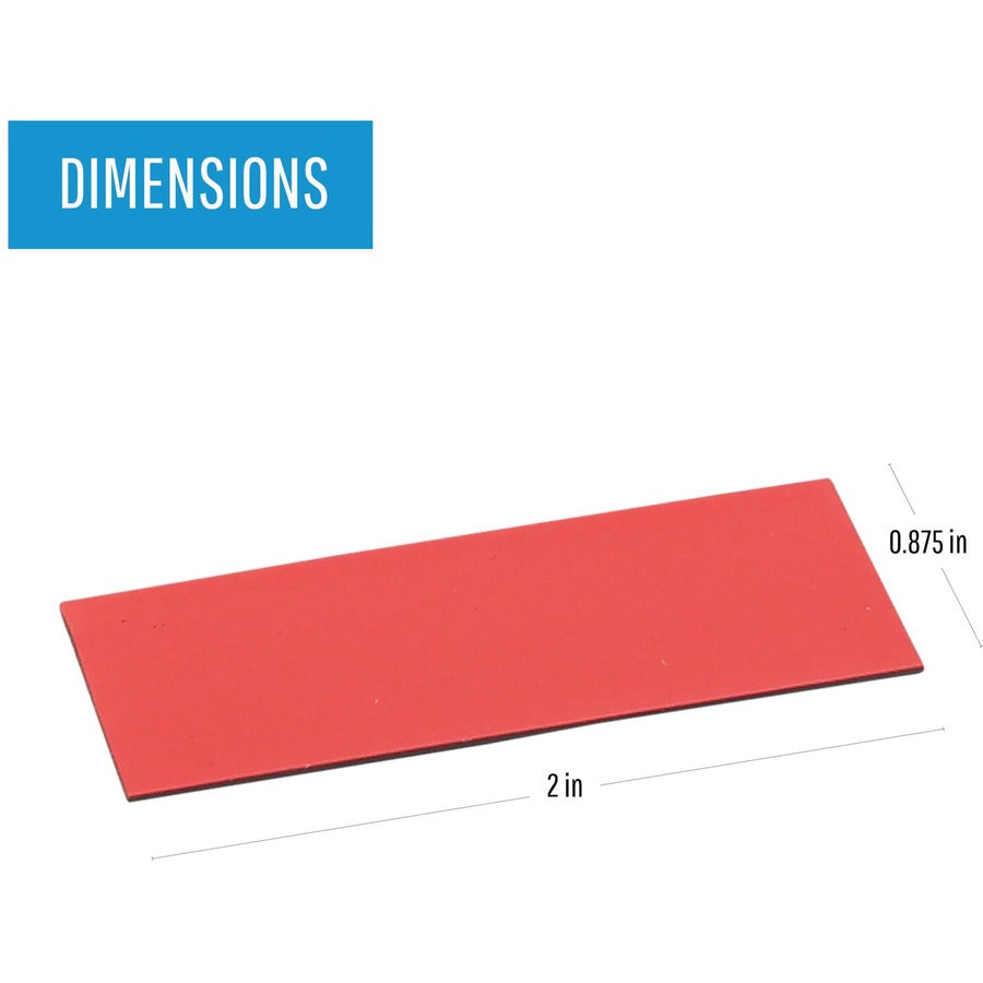 MasterVision 2" Magnetic Dry Erase Strips - 0.88" Length x 2" Width - For Board, Color Coding - 25 / Pack - Red