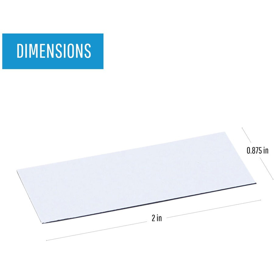 MasterVision 2" Magnetic Dry Erase Strips - 0.88" Length x 2" Width - For Board, Color Coding - 25 / Pack - White - 