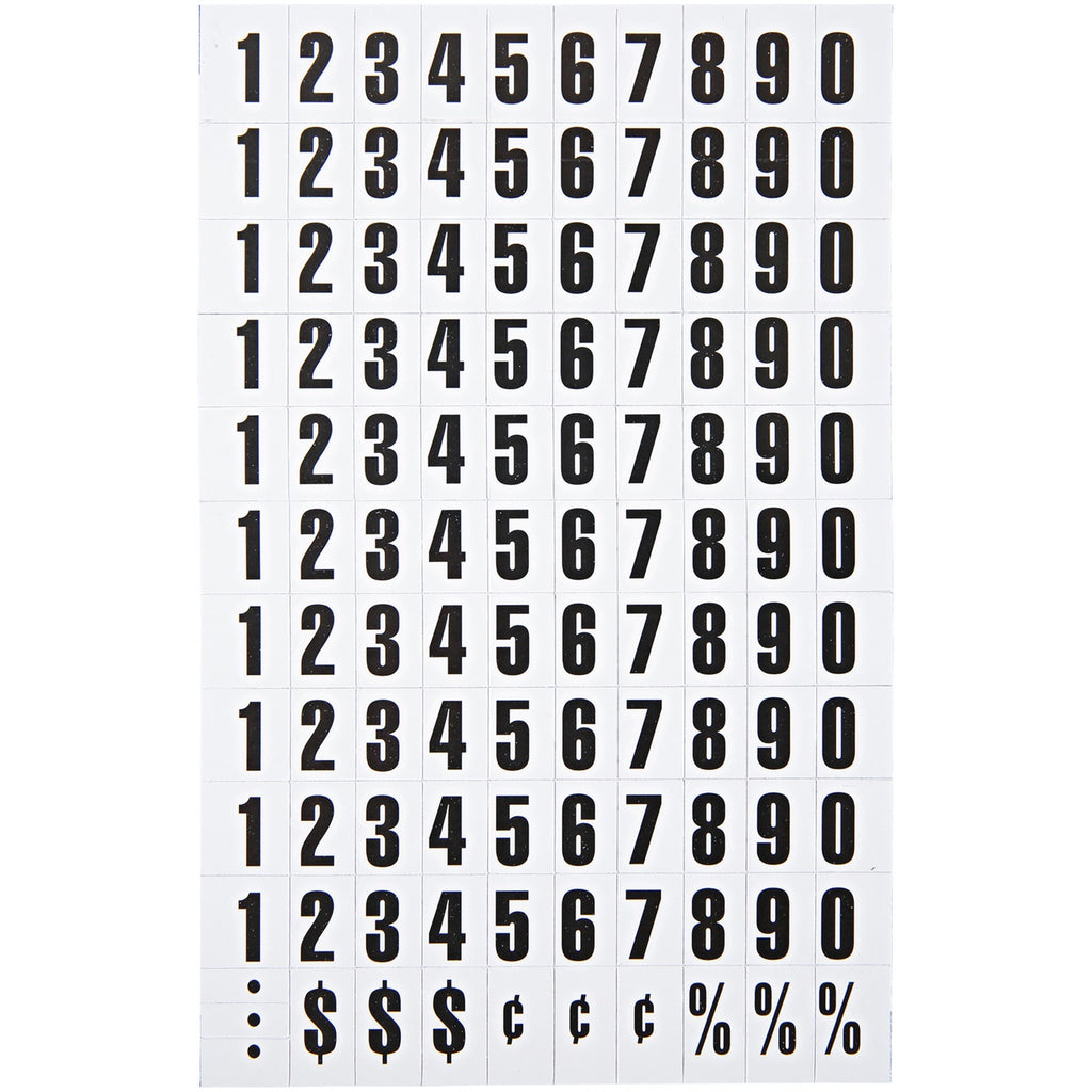 Interchangeable Magnetic Board Accessories, Numbers, Black, 0.75"h