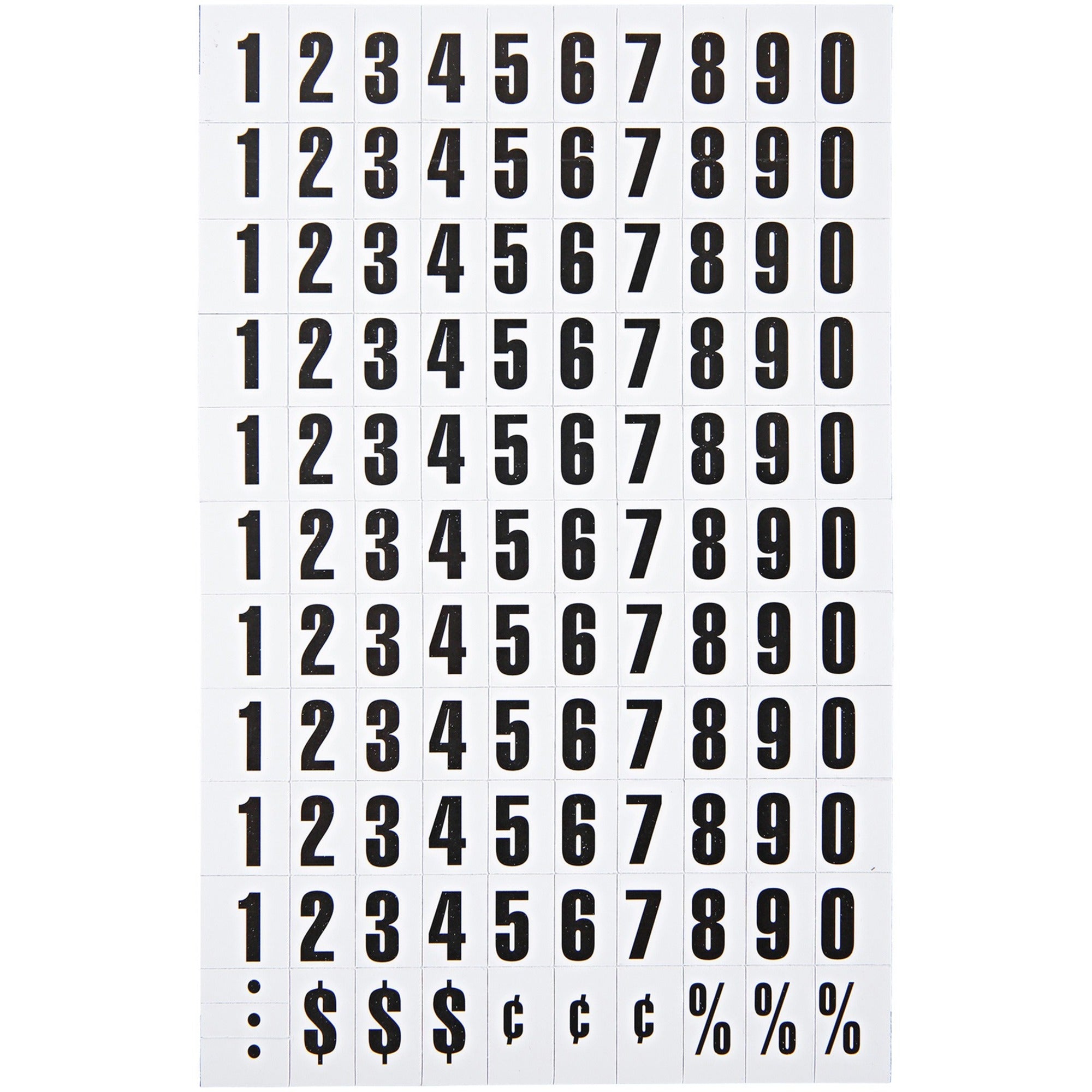 Interchangeable Magnetic Board Accessories, Numbers, Black, 0.75"h