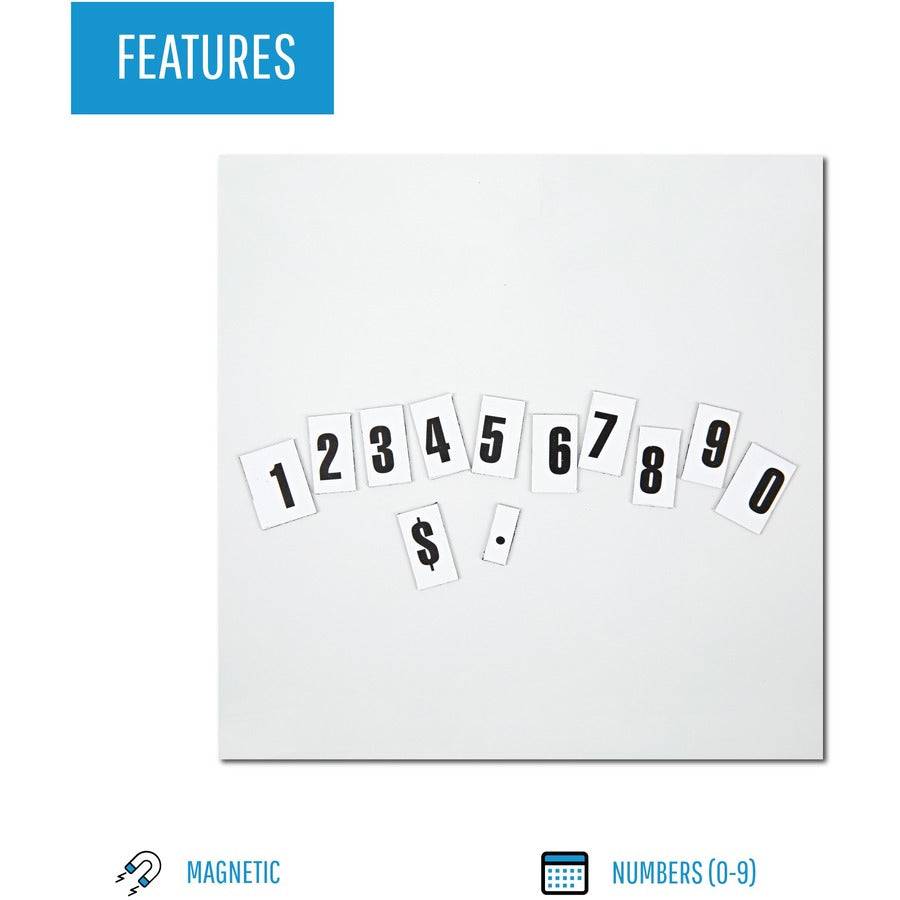 Interchangeable Magnetic Board Accessories, Numbers, Black, 0.75"h