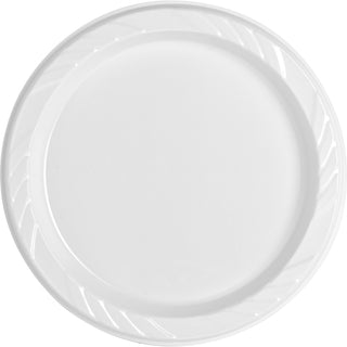 Genuine Joe 6" Round Plastic Plates - 125 / Pack - Disposable - White - Plastic Body - 8 / Carton