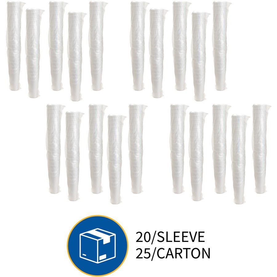 Genuine Joe 20 oz Foam Cups - 500 / Carton - White - Styrofoam - Hot Drink, Cold Drink
