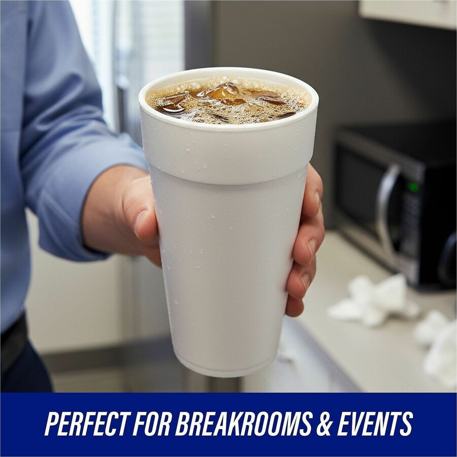 Genuine Joe 24 oz Foam Cups - 300 / Carton - White - Styrofoam - Hot Drink, Cold Drink