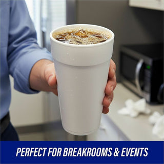 Genuine Joe 24 oz Foam Cups - 300 / Carton - White - Styrofoam - Hot Drink, Cold Drink