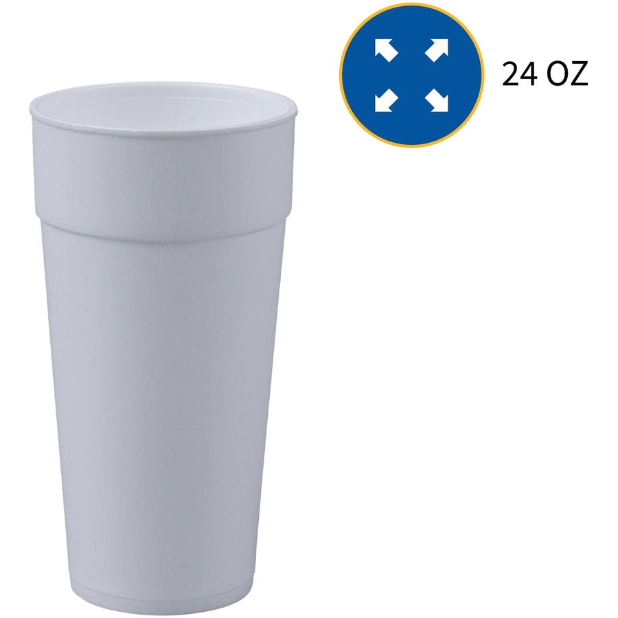 Genuine Joe 24 oz Foam Cups - 300 / Carton - White - Styrofoam - Hot Drink, Cold Drink - 