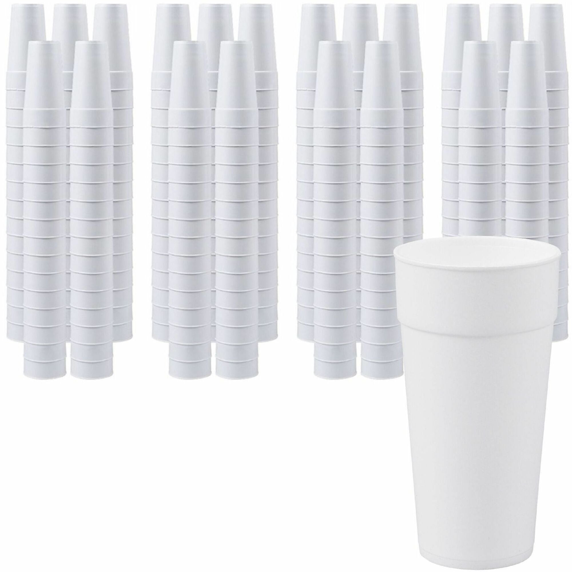 Genuine Joe 24 oz Foam Cups - 300 / Carton - White - Styrofoam - Hot Drink, Cold Drink