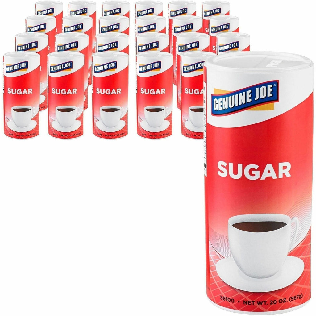 Genuine Joe Sugar - Canister - 20 oz (567 g) - Natural Sweetener - 8/Carton - 3 Per Packet