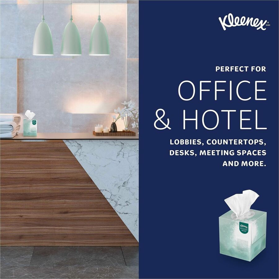 Kleenex Professional Naturals Facial Tissue Cube for Business - 8.30" x 7.80" - White - Fiber - Soft - For Restroom - 90 Per Box - 36 / Carton