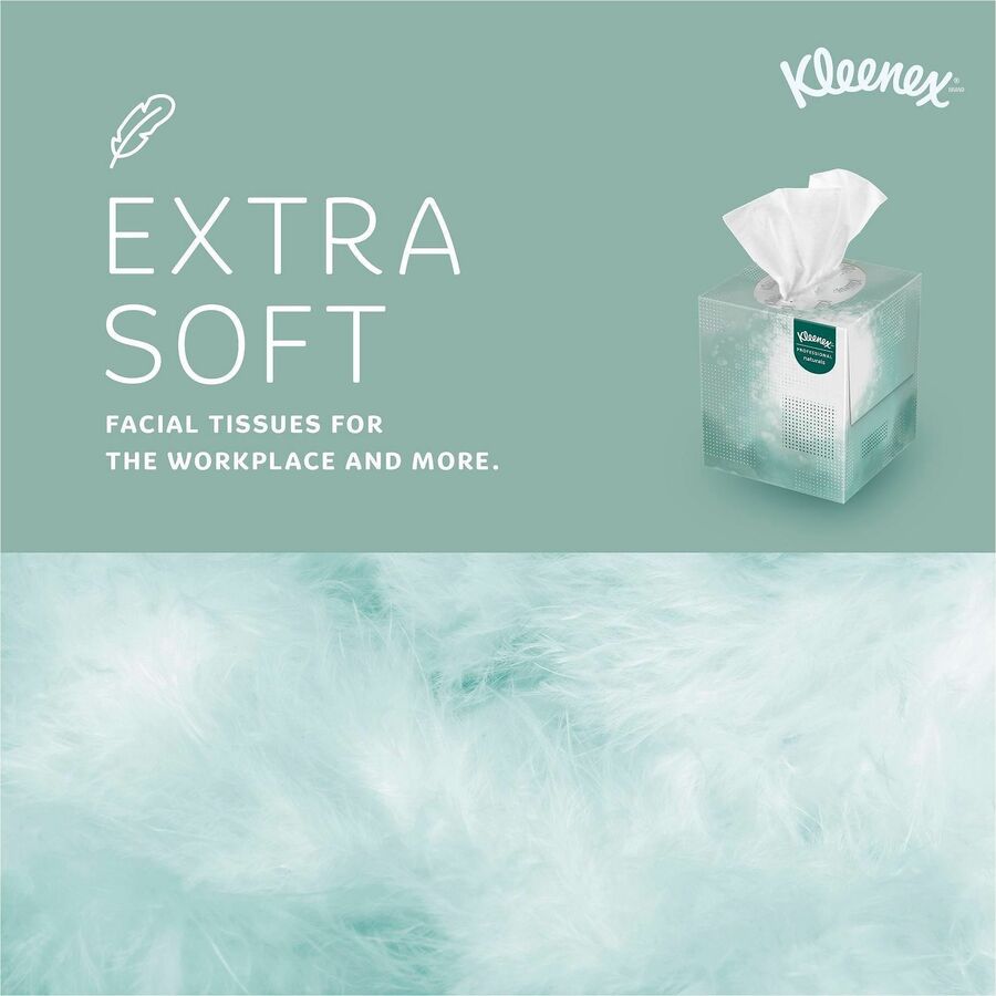 Kleenex Professional Naturals Facial Tissue Cube for Business - 8.30" x 7.80" - White - Fiber - Soft - For Restroom - 90 Per Box - 36 / Carton