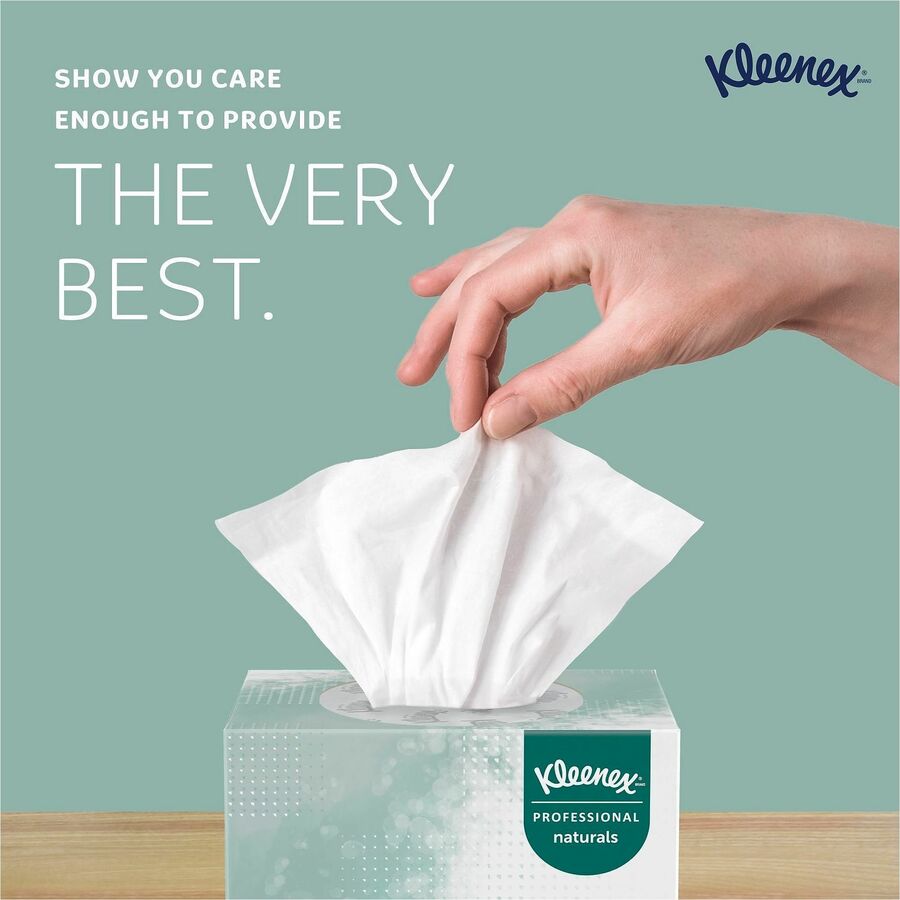 Kleenex Professional Naturals Facial Tissue Cube for Business - 8.30" x 7.80" - White - Fiber - Soft - For Restroom - 90 Per Box - 36 / Carton