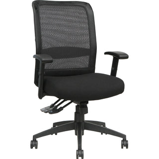 Lorell Executive High-Back Mesh Multifunction Office Chair - Black Fabric Seat - Black Back - Steel Frame - 5-star Base - Black - 1 Each - 
