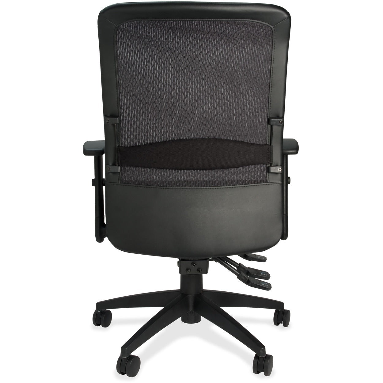 Lorell Executive High-Back Mesh Multifunction Office Chair - Black Fabric Seat - Black Back - Steel Frame - 5-star Base - Black - 1 Each - 