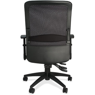 Lorell Executive High-Back Mesh Multifunction Office Chair - Black Fabric Seat - Black Back - Steel Frame - 5-star Base - Black - 1 Each - 