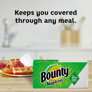Bounty Quilted Napkins - 1 Ply - 12.10" x 12" - White - Paper - Soft, Strong, Absorbent, Quilted - For Multipurpose - 100 Per Pack - 20 / Carton