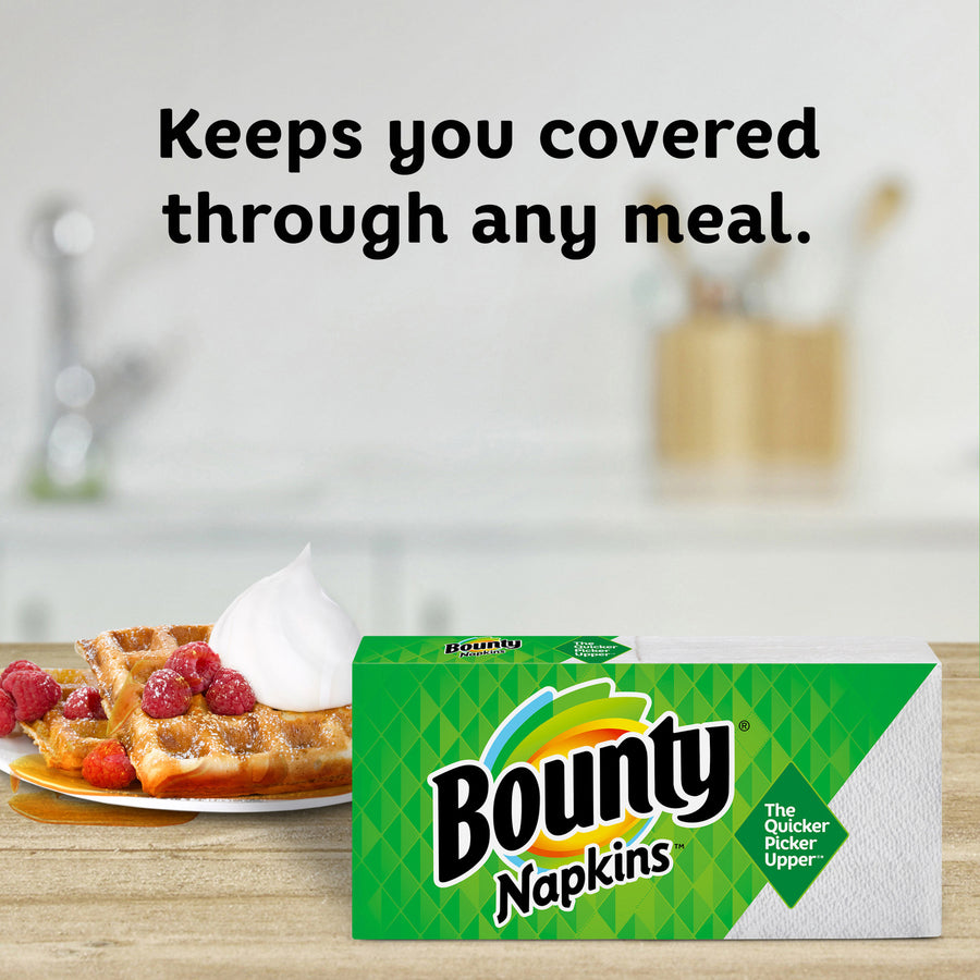 Bounty Quilted Napkins - 1 Ply - 12.10" x 12" - White - Paper - Soft, Strong, Absorbent, Quilted - For Multipurpose - 100 Per Pack - 20 / Carton