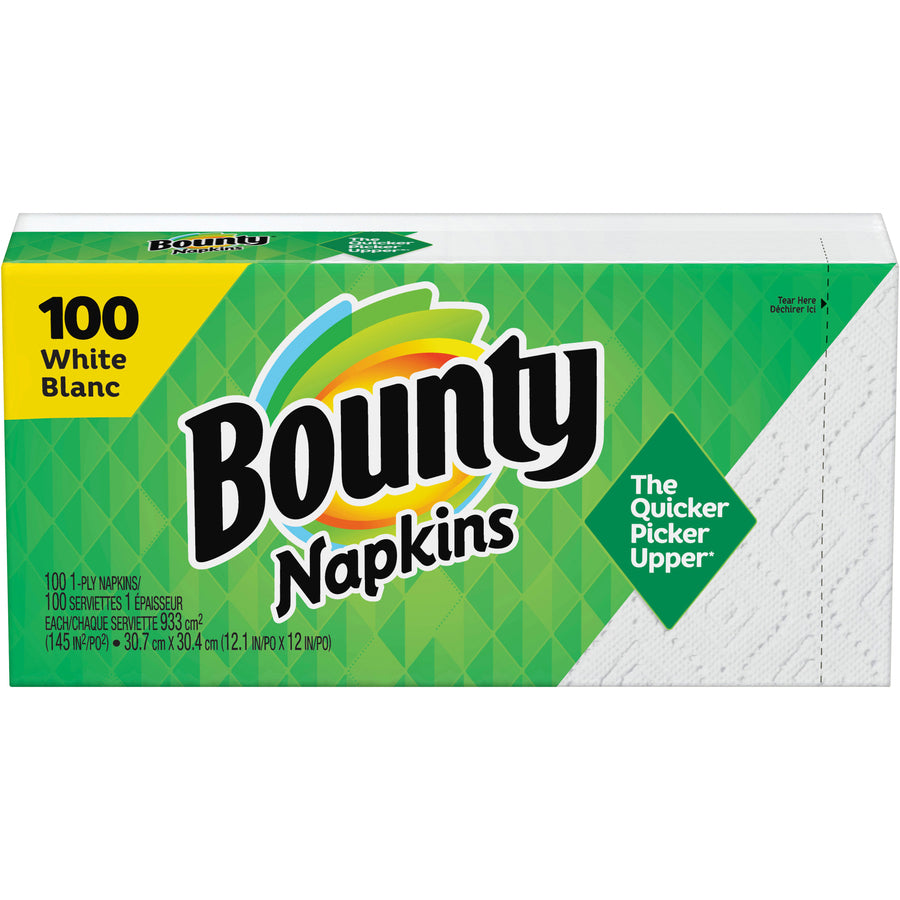 Bounty Quilted Napkins - 1 Ply - 12.10" x 12" - White - Paper - Soft, Strong, Absorbent, Quilted - For Multipurpose - 100 Per Pack - 20 / Carton - 