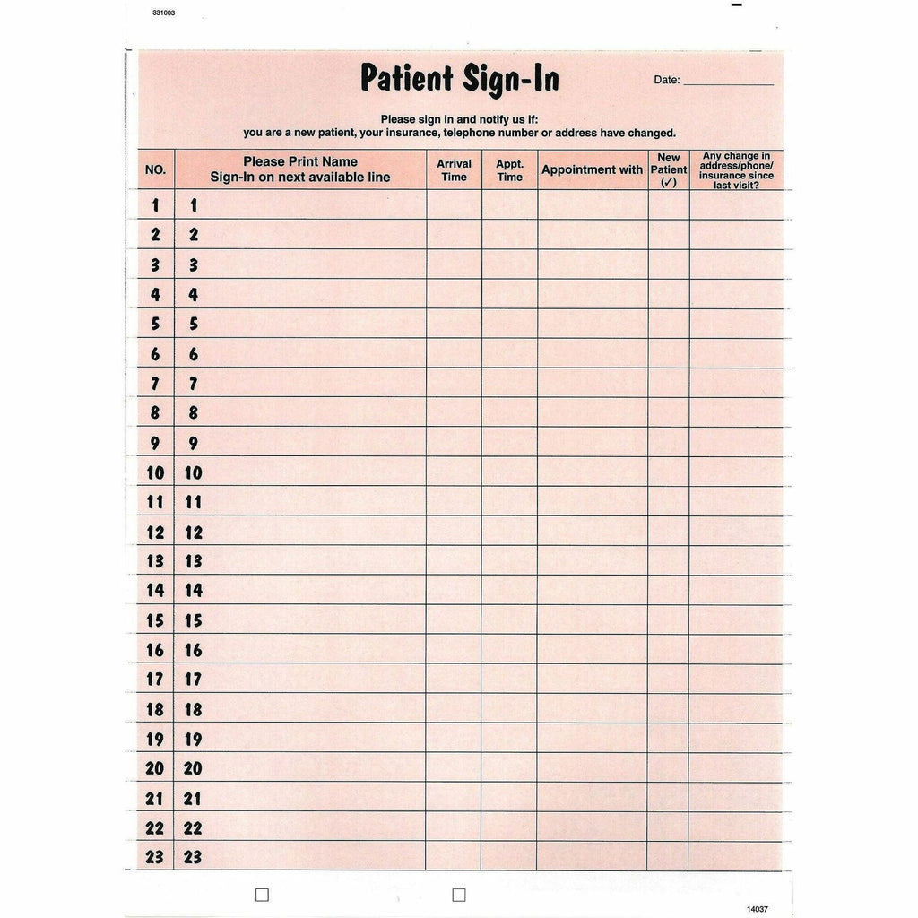 Patient Sign-In Label Forms, Two-Part Carbon, 8.5 x 11.63, Salmon Sheets, 125 Forms Total