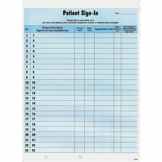 Patient Sign-In Label Forms, Two-Part Carbon, 8.5 x 11.63, Blue Sheets, 125 Forms Total