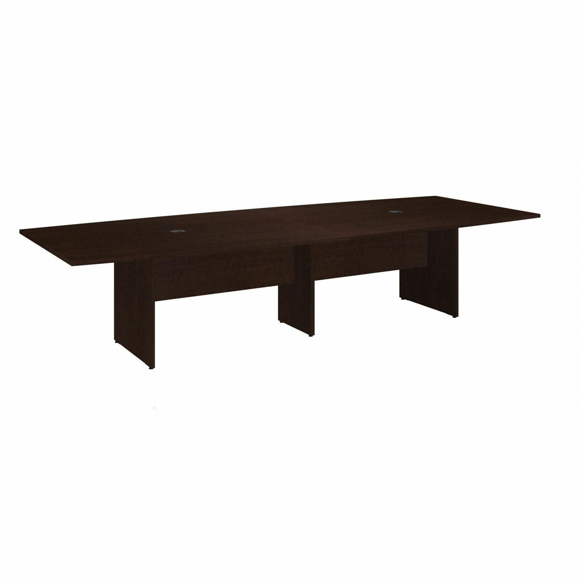 Bush Business Furniture 120L x 48W Boat Top Conference Table - Mocha Cherry - For - Table TopBoat Top - 3 Legs x 47.52" Table Top Width x 119.21" Table Top Depth x 1" Table Top Thickness - 28.65" Height - Assembly Required - Mocha Cherry, Thermofused - 1