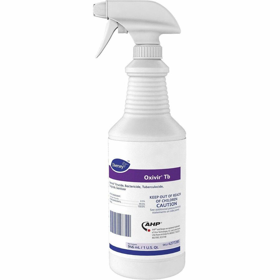 Diversey Oxivir Ready-to-use Surface Cleaner - For Hospital - 32 fl oz (1 quart) - 12 / Carton - VOC-free, APE-free, Odorless