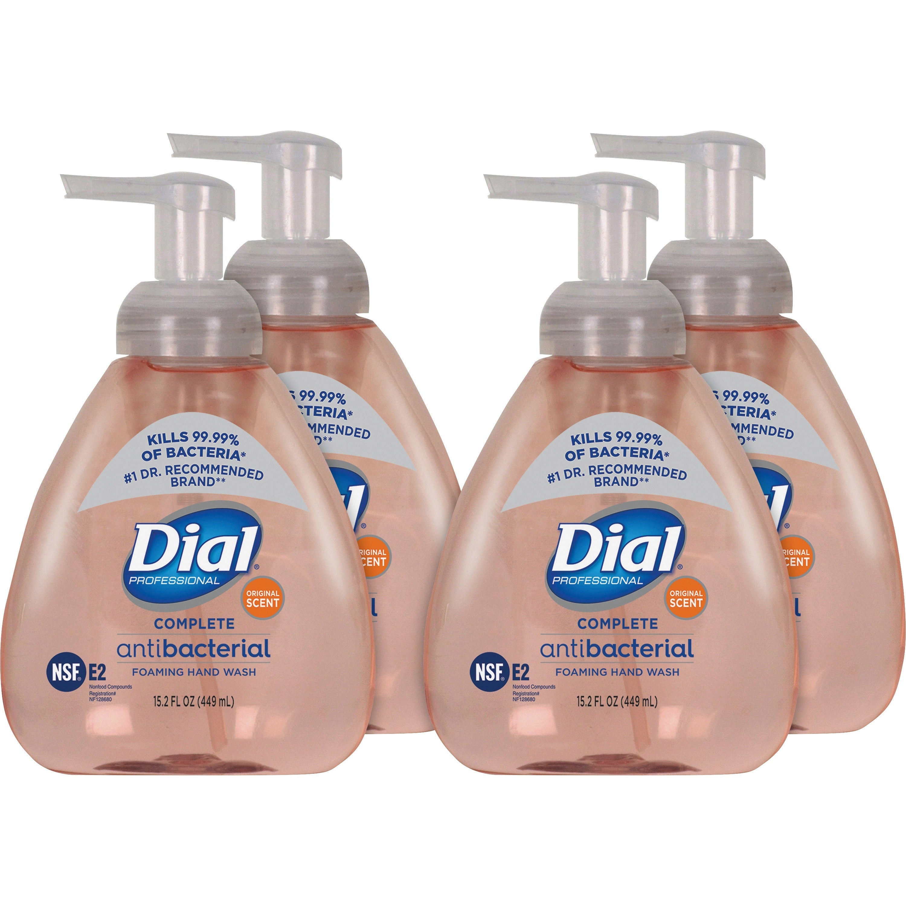 Dial Complete Antibacterial Foaming Hand Wash - Original ScentFor - 15.2 fl oz (449.5 mL) - Pump Bottle Dispenser - Kill Germs - Hand - Antibacterial - Pink - 4 / Carton - 