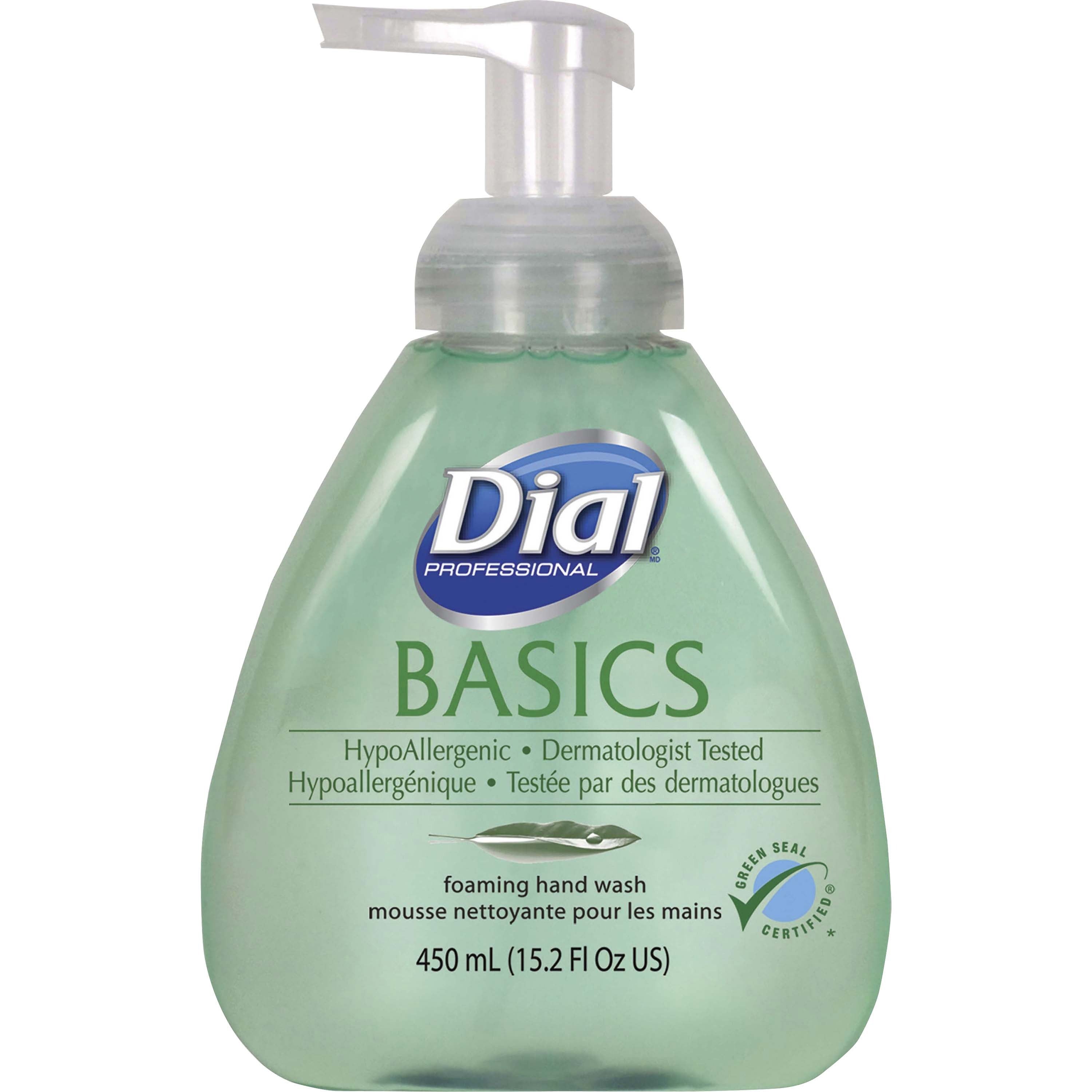 Dial Basics HypoAllergenic Foam Hand Soap - Fresh ScentFor - 15.2 fl oz (449.5 mL) - Pump Bottle Dispenser - Hand - Green - 4 / Carton - 