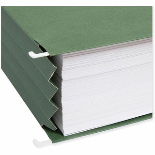 100% Recycled Hanging Pockets with Full-Height Gusset, 1 Section, 3.5" Capacity, Letter Size, Standard Green, 10/Box