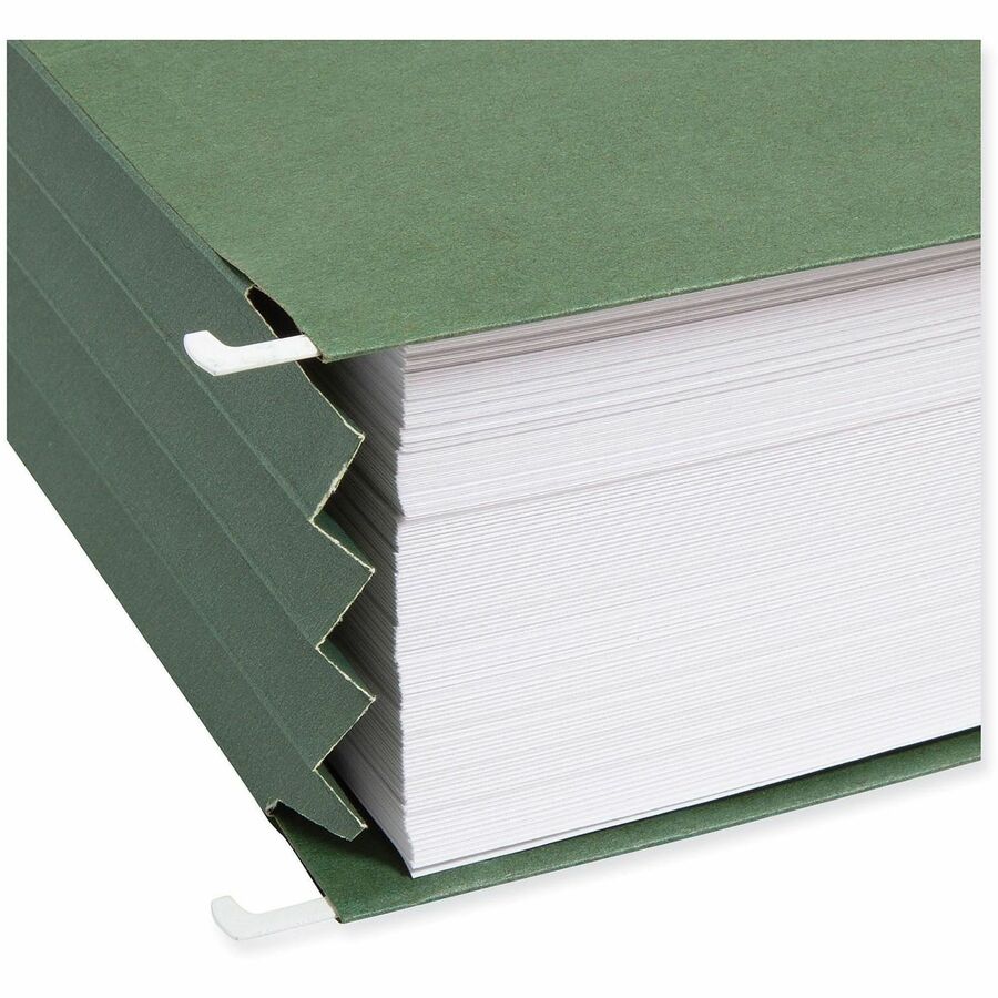 100% Recycled Hanging Pockets with Full-Height Gusset, 1 Section, 3.5" Capacity, Letter Size, Standard Green, 10/Box