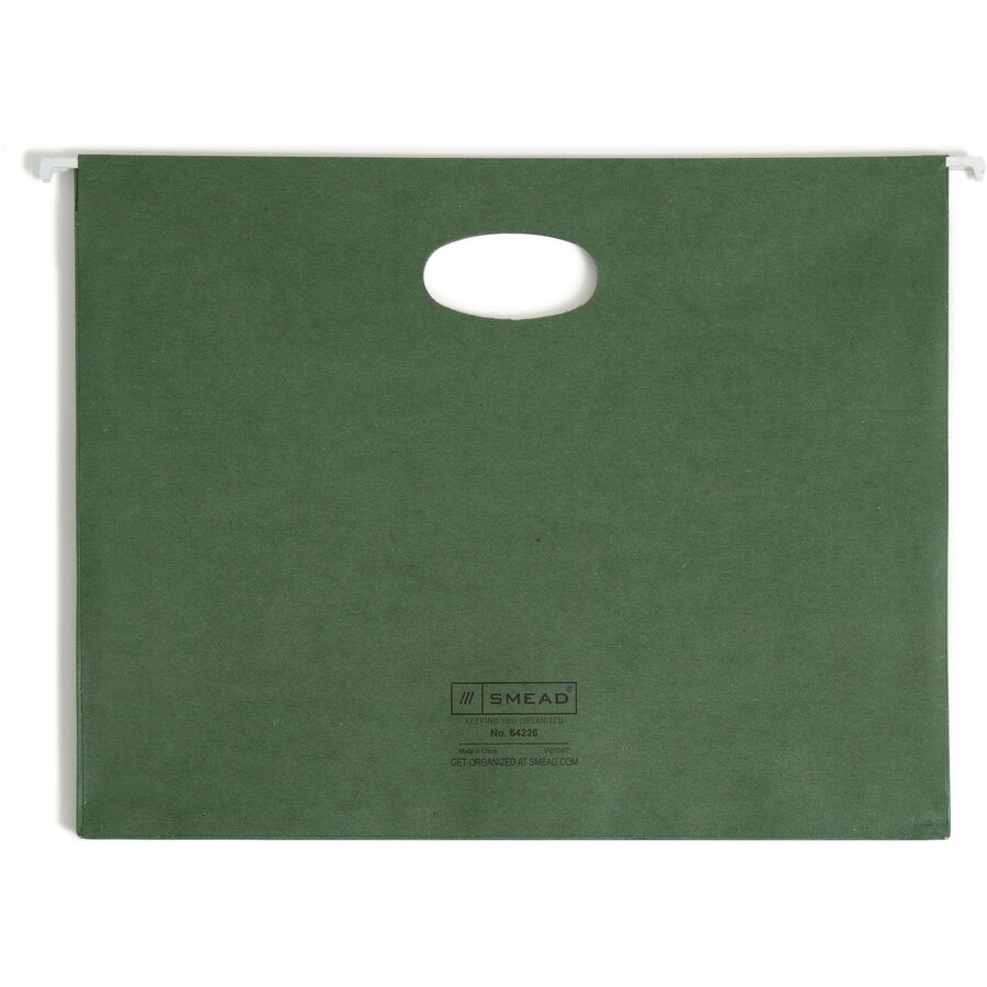 100% Recycled Hanging Pockets with Full-Height Gusset, 1 Section, 3.5" Capacity, Letter Size, Standard Green, 10/Box