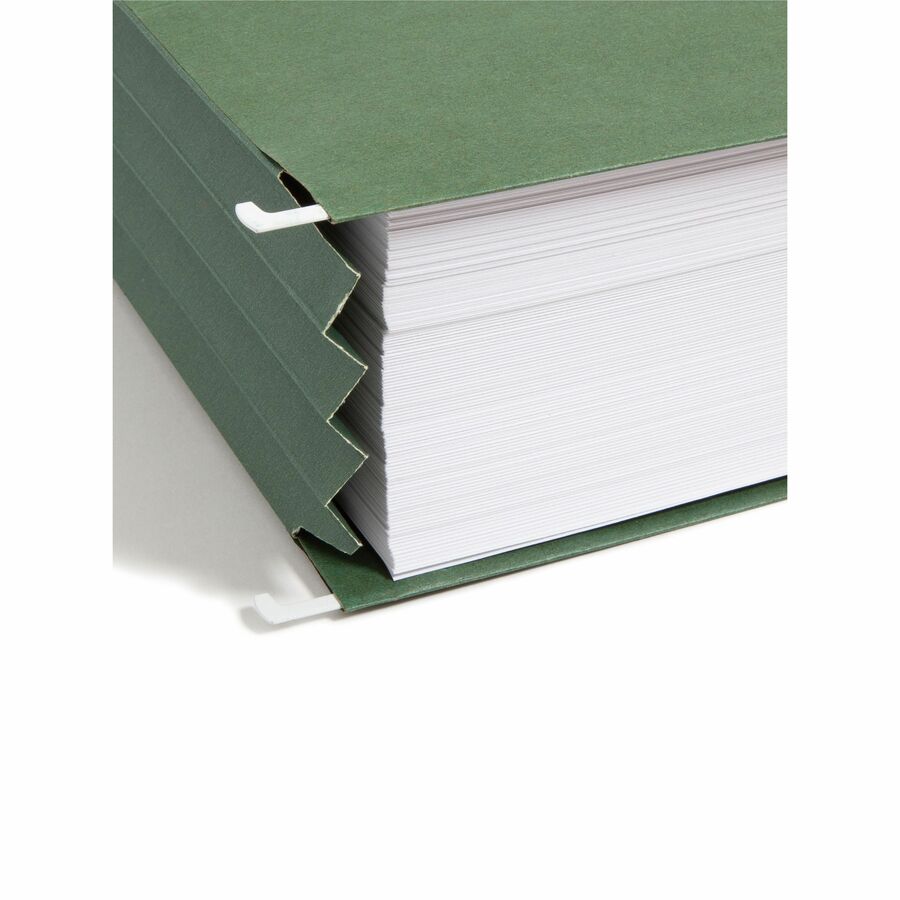 100% Recycled Hanging Pockets with Full-Height Gusset, 1 Section, 3.5" Capacity, Letter Size, Standard Green, 10/Box