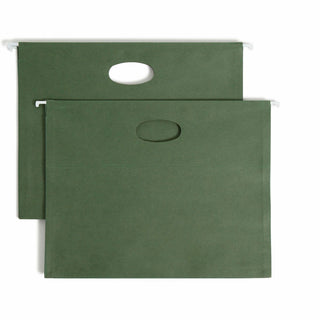 100% Recycled Hanging Pockets with Full-Height Gusset, 1 Section, 3.5" Capacity, Letter Size, Standard Green, 10/Box