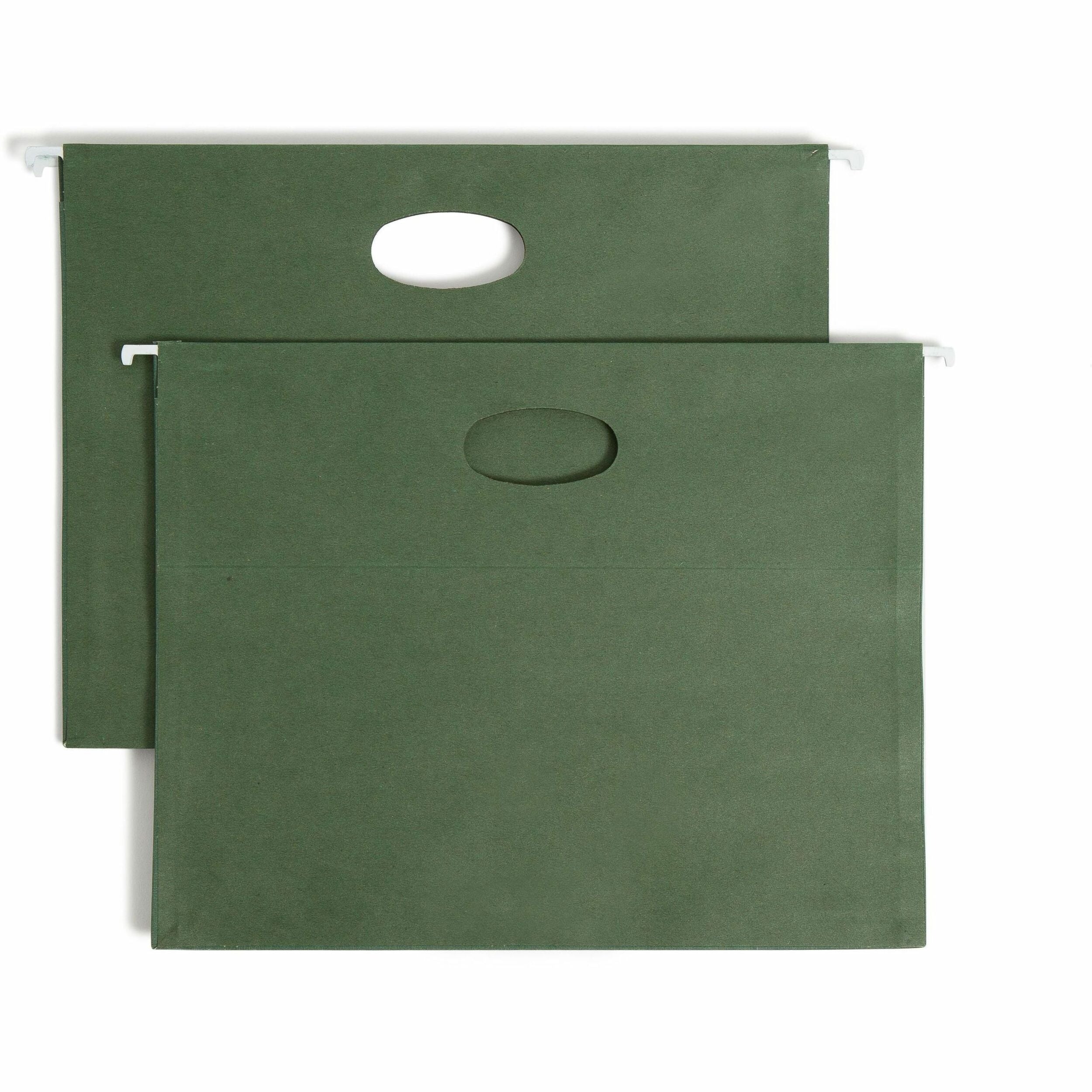 100% Recycled Hanging Pockets with Full-Height Gusset, 1 Section, 3.5" Capacity, Letter Size, Standard Green, 10/Box