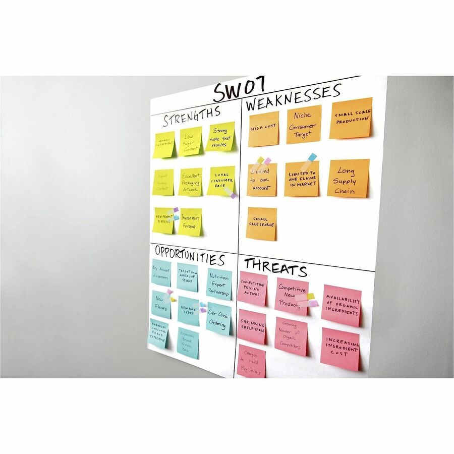 Post-it Self-Stick Wall Pads - 20 Sheets - Plain - Stapled - 18.50 lb Basis Weight - 20" x 23" - White Paper - Self-adhesive, Repositionable, Bleed Resistant, Cardboard Back - 4 / Carton