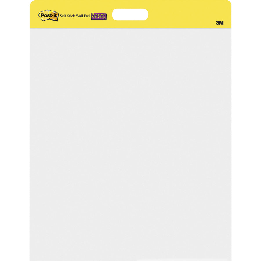 Post-it Self-Stick Wall Pads - 20 Sheets - Plain - Stapled - 18.50 lb Basis Weight - 20" x 23" - White Paper - Self-adhesive, Repositionable, Bleed Resistant, Cardboard Back - 4 / Carton - 