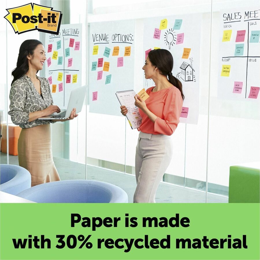 Post-it Self-Stick Wall Pads - 20 Sheets - Plain - Stapled - 18.50 lb Basis Weight - 20" x 23" - White Paper - Self-adhesive, Repositionable, Bleed Resistant, Cardboard Back - 4 / Carton
