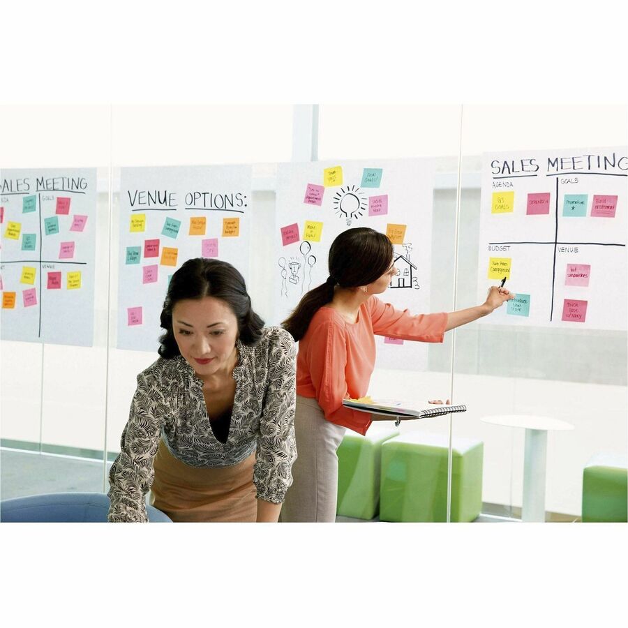 Post-it Self-Stick Wall Pads - 20 Sheets - Plain - Stapled - 18.50 lb Basis Weight - 20" x 23" - White Paper - Self-adhesive, Repositionable, Bleed Resistant, Cardboard Back - 4 / Carton